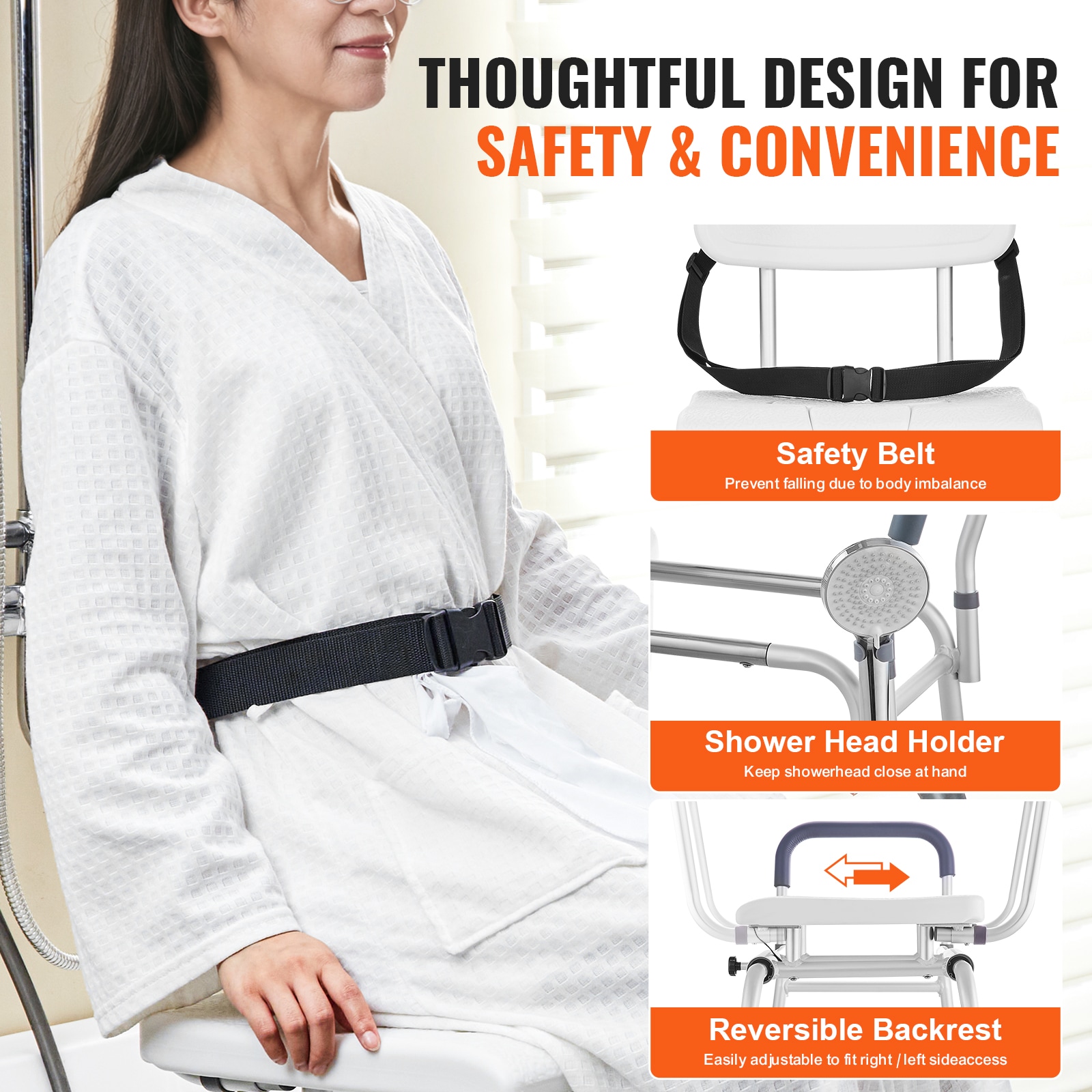 Sliding Tub Transfer Bench Shower Chair & Cut-Out Seat Reversible Backrest_voghion.com